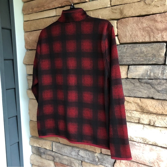 Eddie Bauer red black buffalo check plaid full zip jacket Large EUC - Picture 8 of 11
